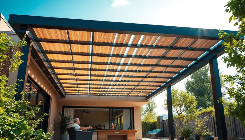 Fonctionnement d'une pergola bioclimatique à lames orientables